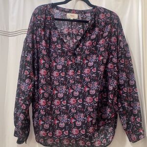 XiRENA Silk Cotton Resort Long Sleeve Tunic Shirt Small